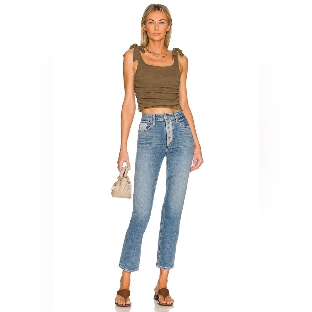 Paige Sarah Straight Ankle Exposed Button Fly in Magda Distressed sz 26